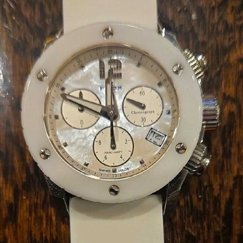 EDOX CLASS 1 White and Silver Chronograph Watch
